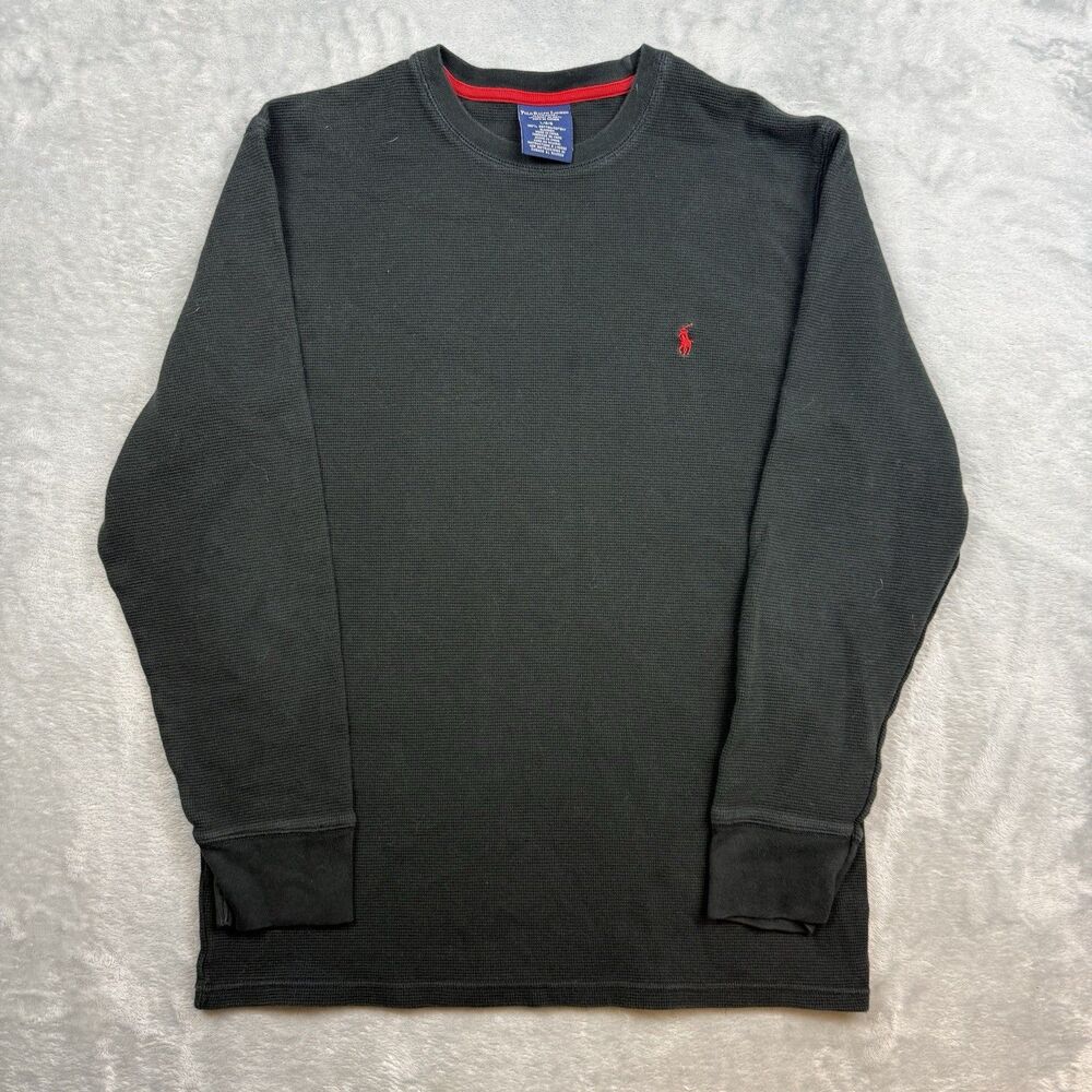 Polo Ralph Lauren Sleepwear Mens Large Black Thermal Waffle Knit Long Sleeve
